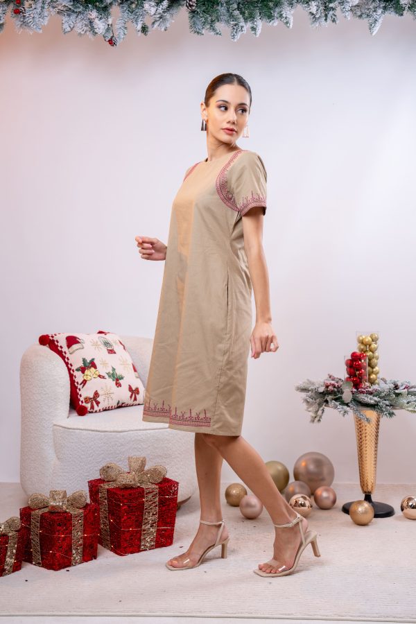 Embroidered Short Sleeved Dress - Image 4