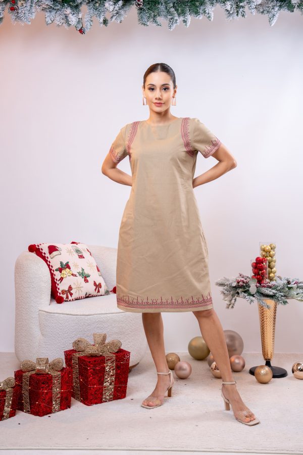 Embroidered Short Sleeved Dress - Image 3