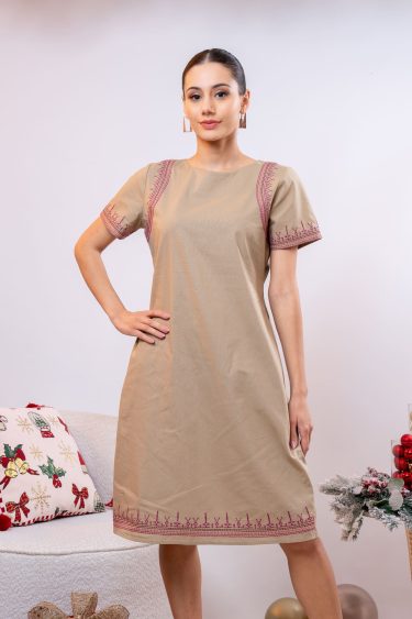 Embroidered Short Sleeved Dress