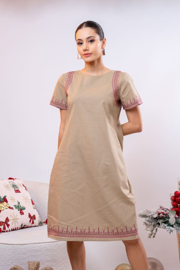 Embroidered Short Sleeved Dress - Image 2