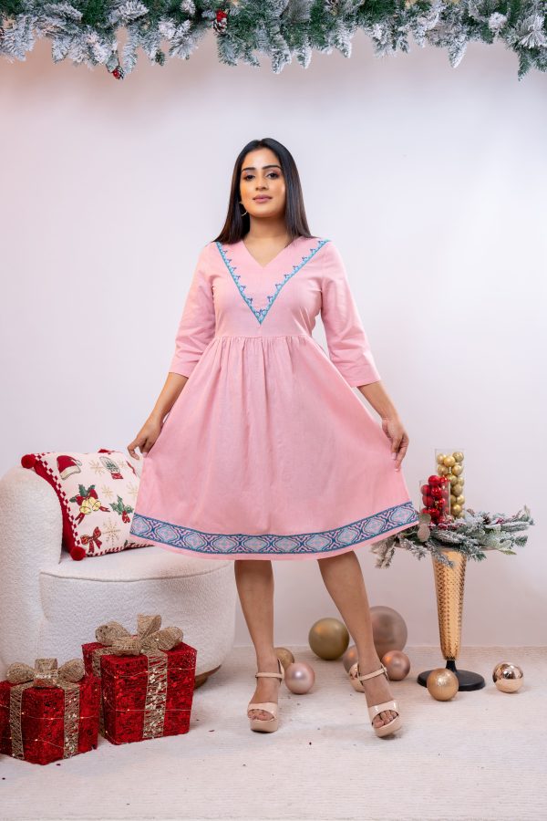 Geometric Embroidered Short Dress - Image 3