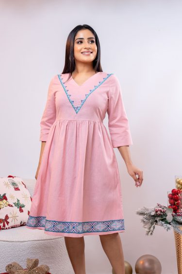 Geometric Embroidered Short Dress