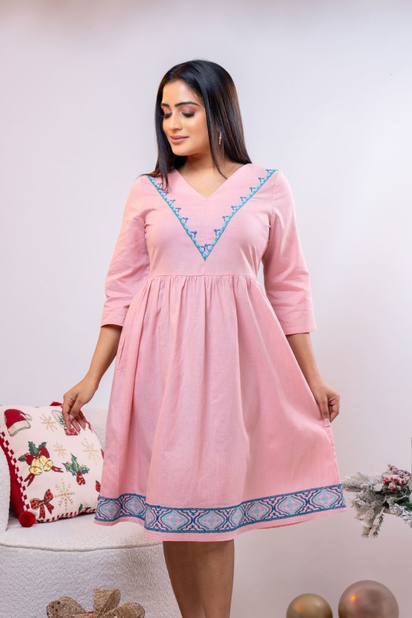 Geometric Embroidered Short Dress - Image 4