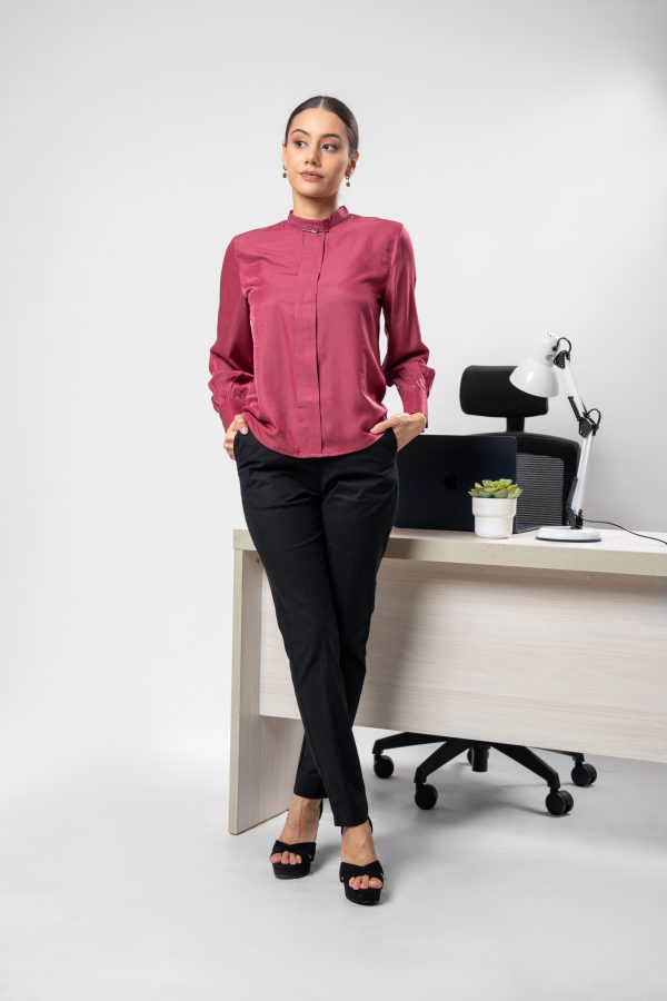 High Neck Pleat Detailed Top - Image 3