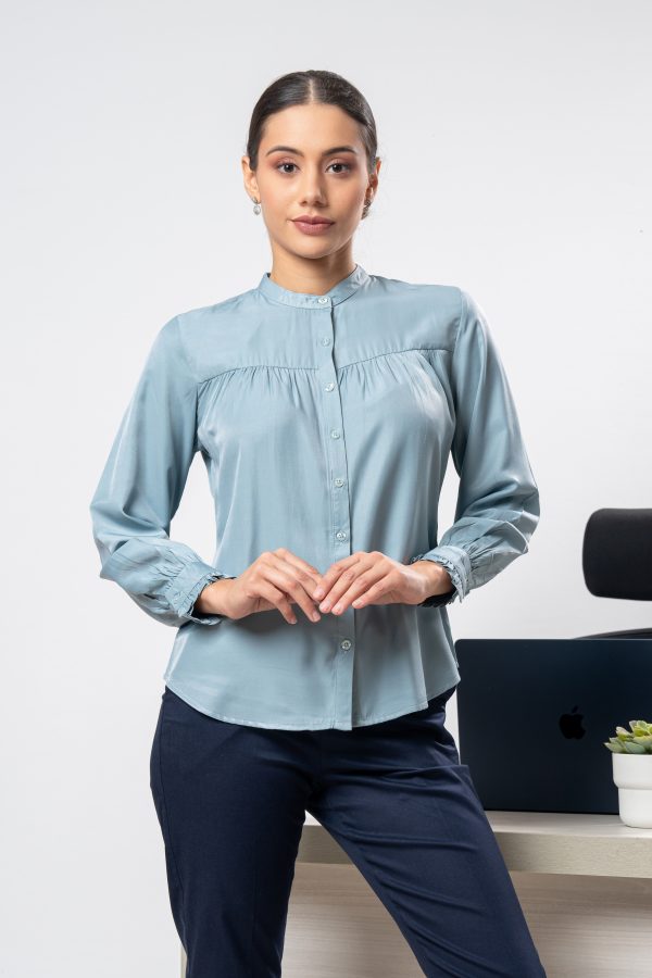Chinese Collared Long Sleeved Button Up Top - Image 2