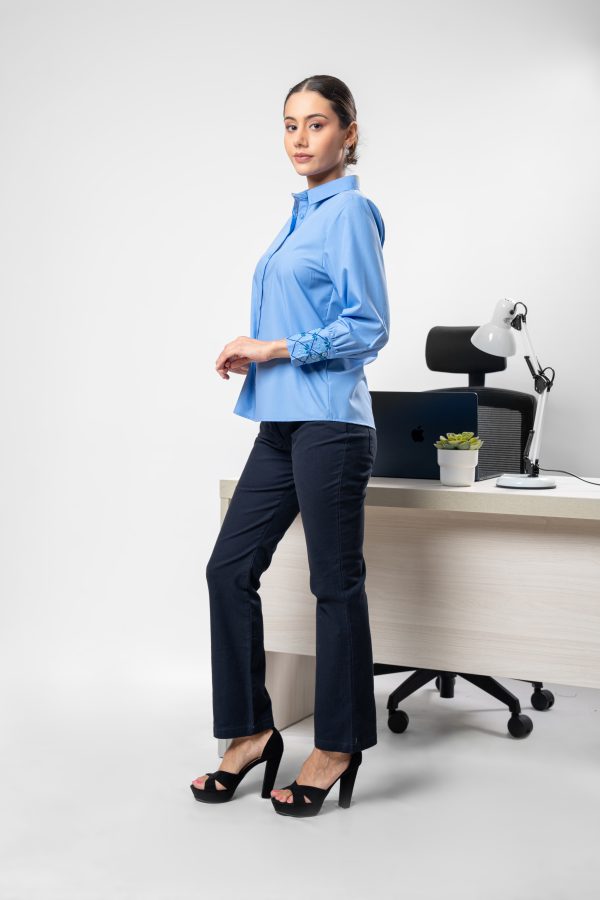 Cuff Embroidered Loose Fit Shirt - Image 3