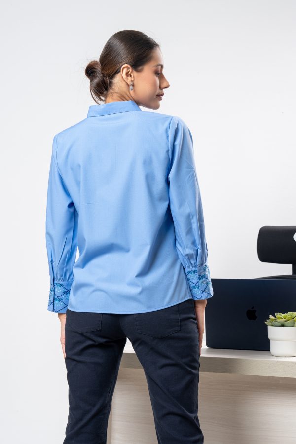 Cuff Embroidered Loose Fit Shirt - Image 4