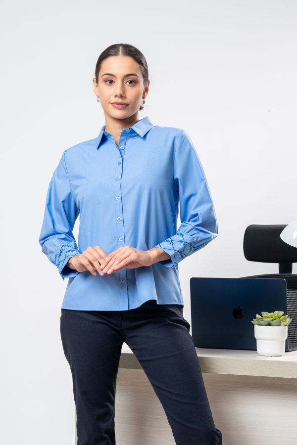 Cuff Embroidered Loose Fit Shirt