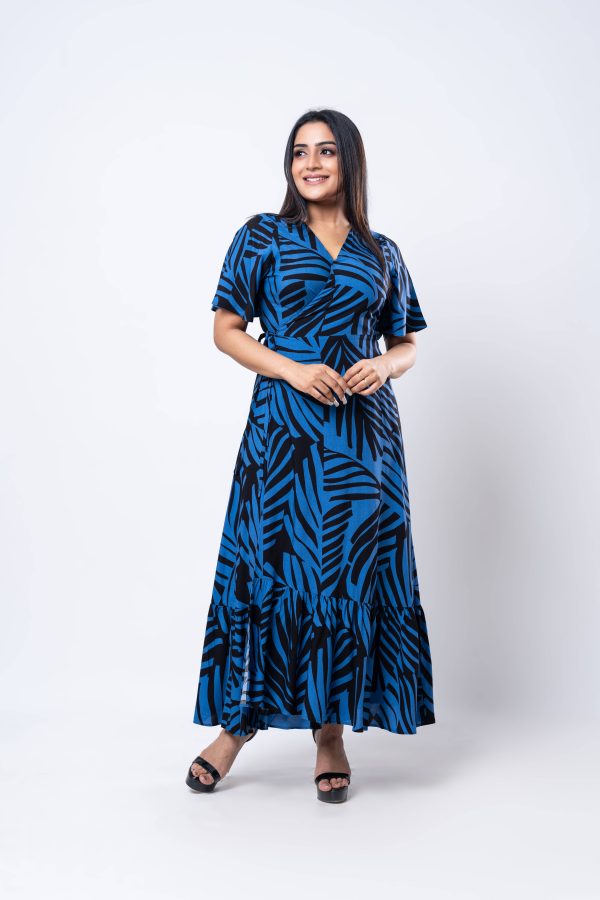 Tropical Patterned Wrap Around Maxi Dress - Image 4