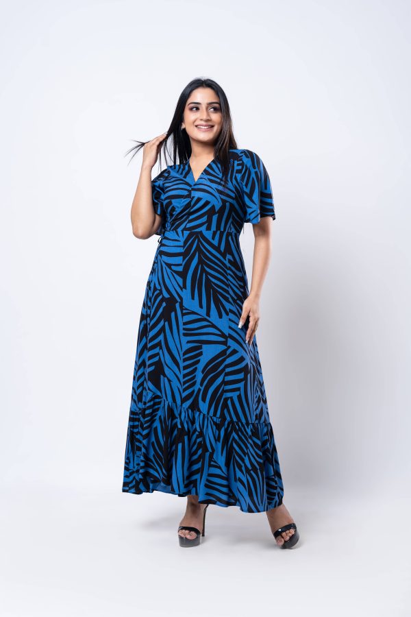 Tropical Patterned Wrap Around Maxi Dress - Image 2