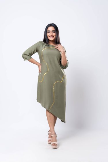 Abstract Printed Asymmetric Short Dress