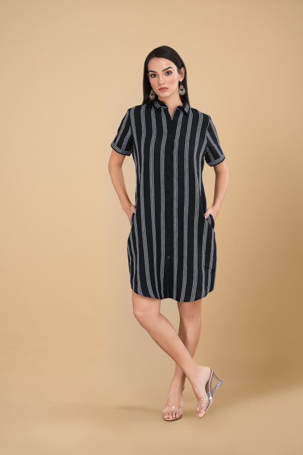 Stripe Patterned Shirt Dress - Image 2