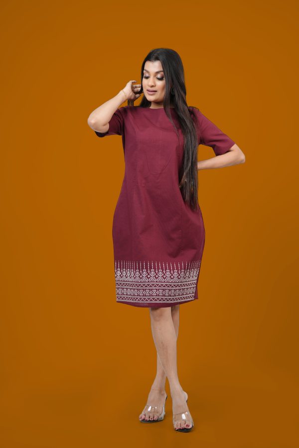 Front Hem Embroidered Short Dress - Image 3