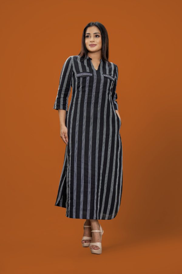 Stripe Patterned Shirt Maxi Dress - Image 5
