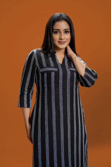Stripe Patterned Shirt Maxi Dress