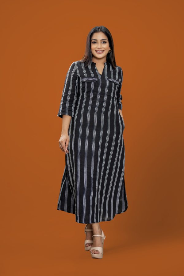 Stripe Patterned Shirt Maxi Dress - Image 2