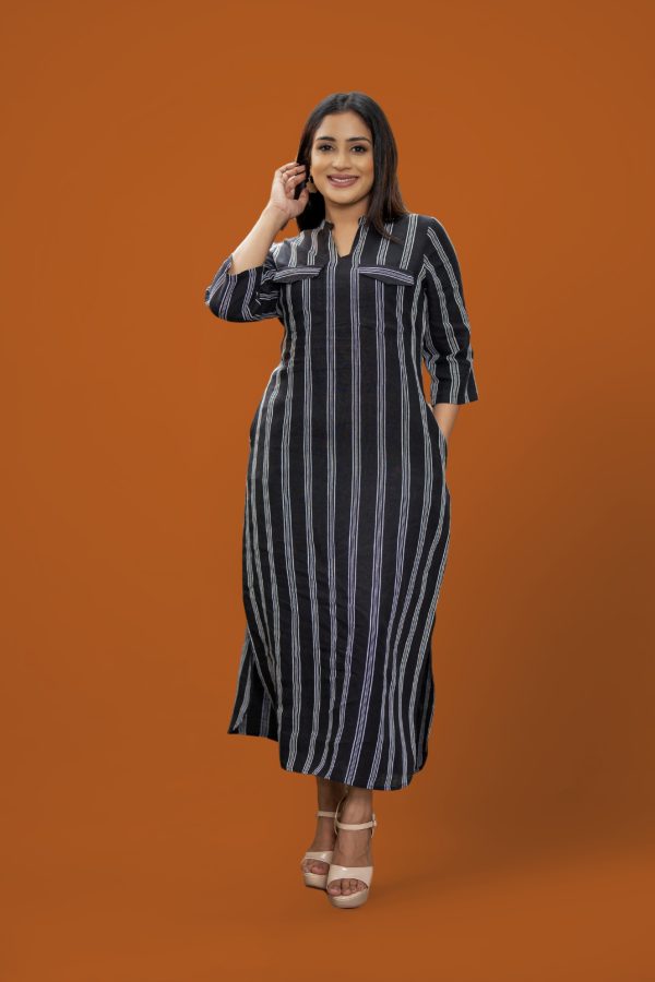 Stripe Patterned Shirt Maxi Dress - Image 3
