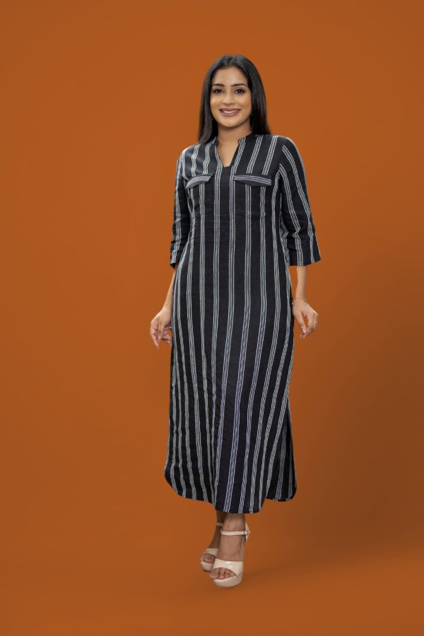 Stripe Patterned Shirt Maxi Dress - Image 4