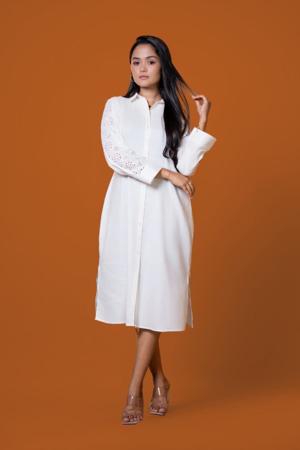 Cutlawn Sleeve Detailed Shirt Collar Midi Dress - Image 3