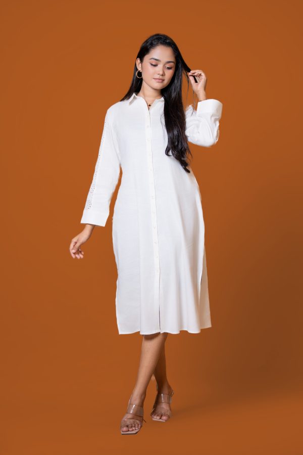 Cutlawn Sleeve Detailed Shirt Collar Midi Dress - Image 2