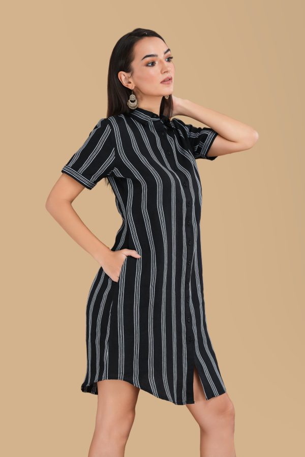 Stripe Patterned Shirt Dress - Image 3