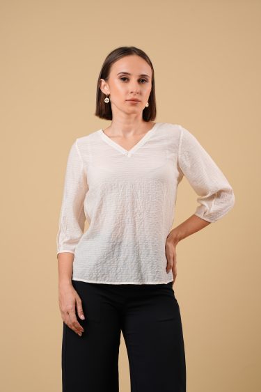 V Neck Sleeve Detailed Blouse