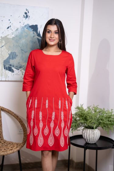 Hem Embroidered Short Dress