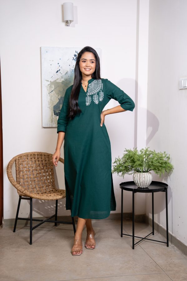 Embroidered Chinese Collared Maxi Dress - Image 5