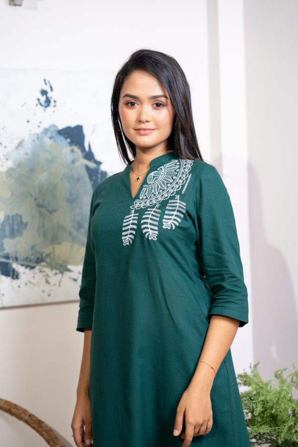 Embroidered Chinese Collared Maxi Dress - Image 2