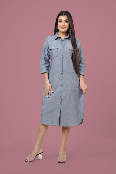 Snap Button Detailed Shirt Dress