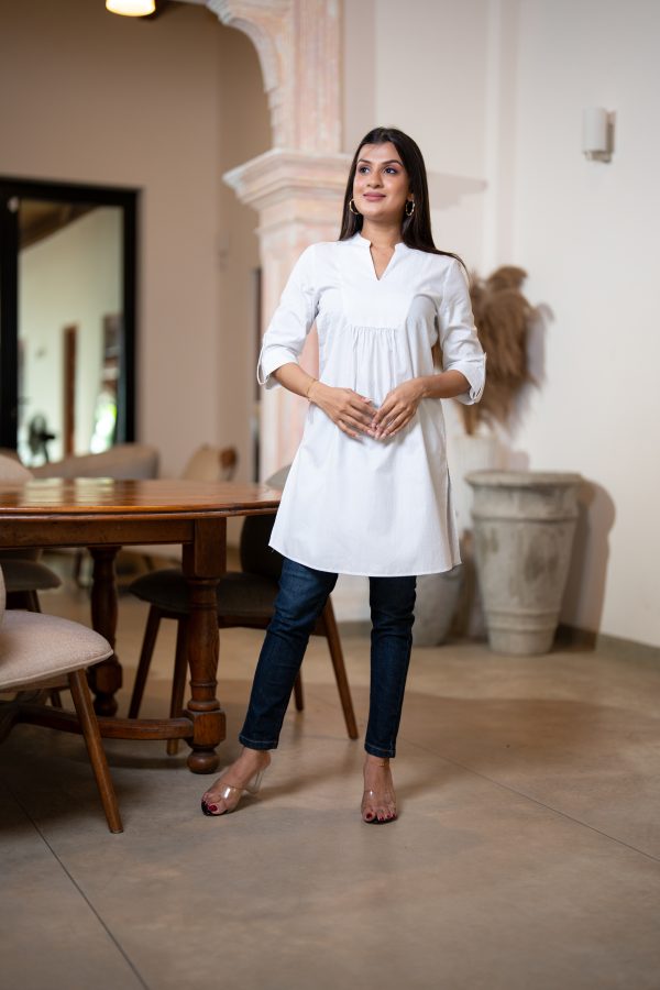 Front Yoke Gather Detail Kurta Top - Image 4