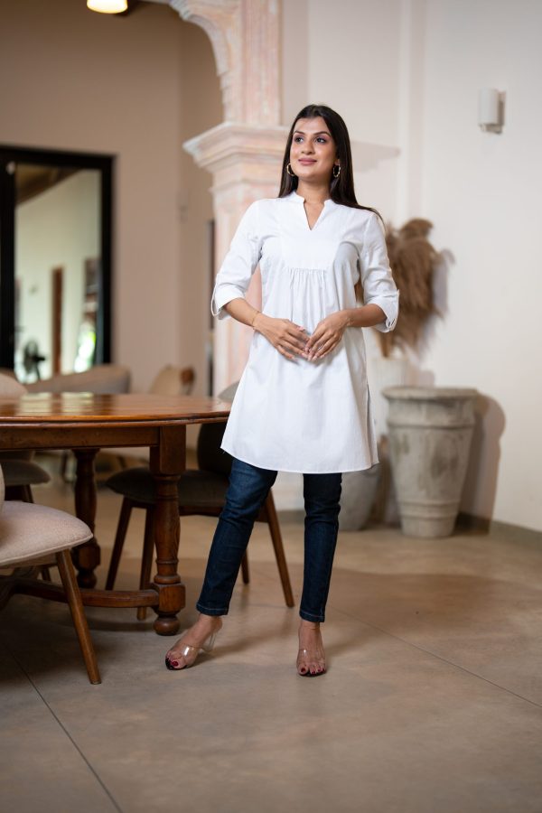 Front Yoke Gather Detail Kurta Top - Image 4