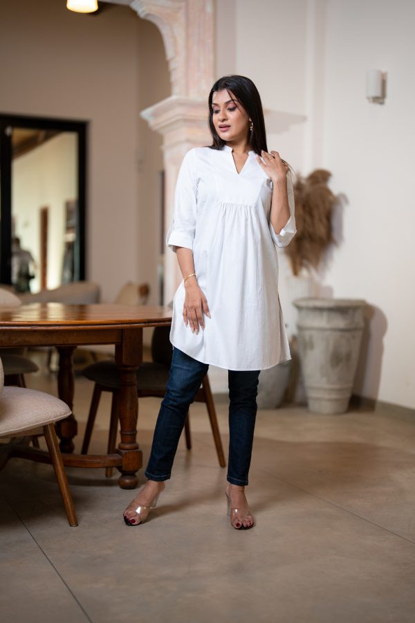 Front Yoke Gather Detail Kurta Top - Image 5