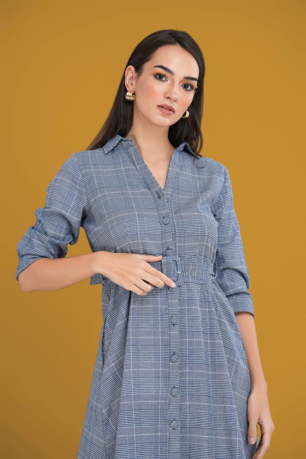 Houndstooth Belted Workwear Dress