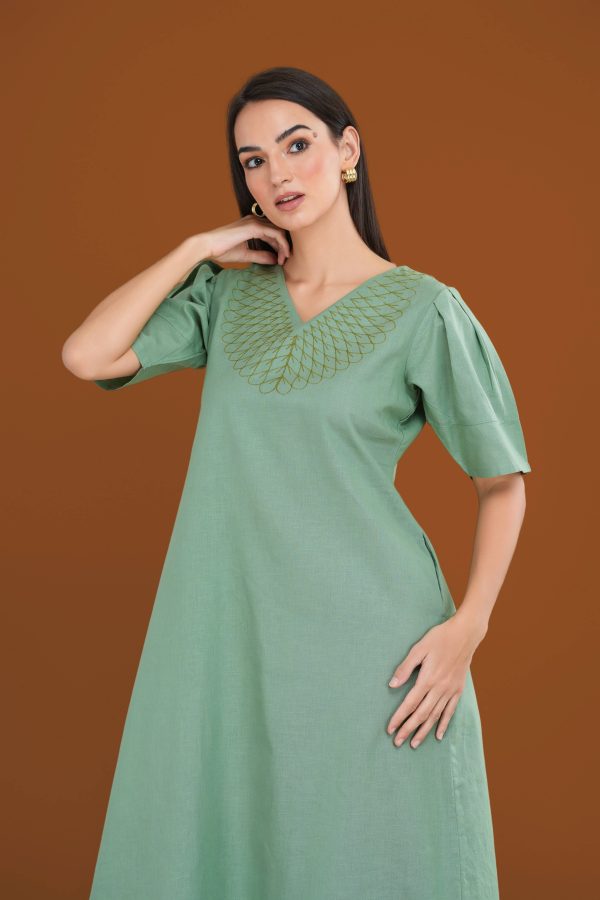 V-Neck Embroidered Maxi Dress - Image 4