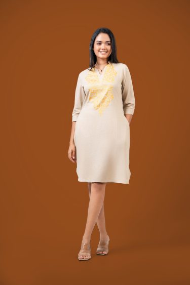 Metallic Printed Short Dress