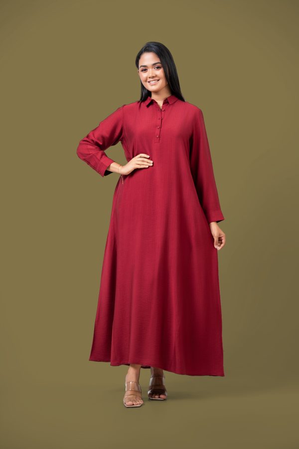 Shirt Collared Loose Fitted Maxi Dress - Image 3