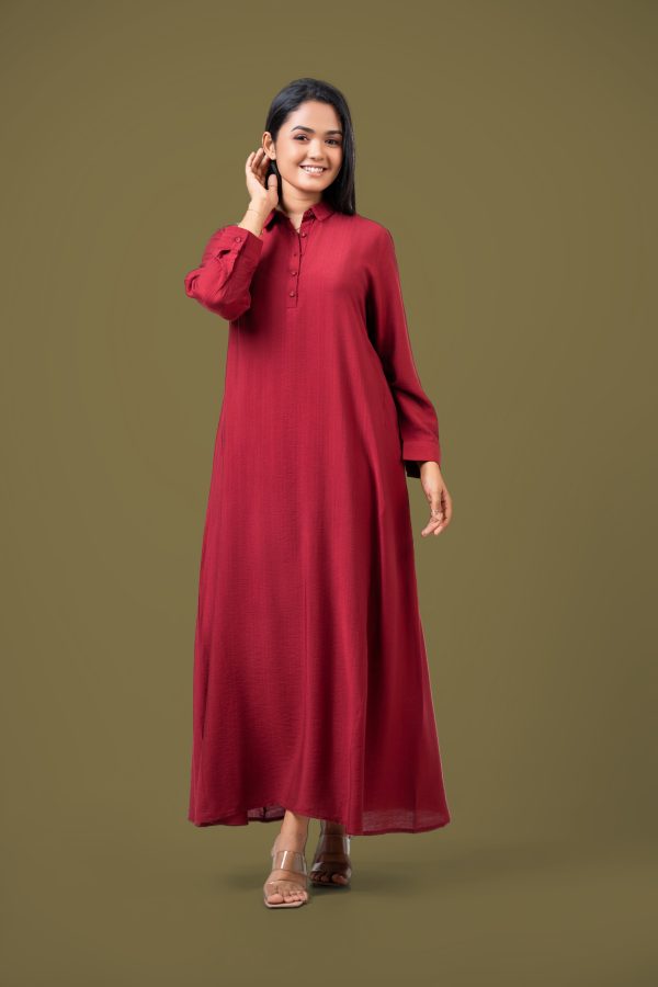 Shirt Collared Loose Fitted Maxi Dress - Image 4