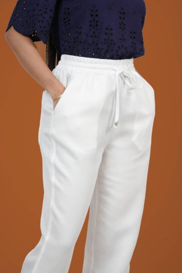 Elastic Waisted Drawstring Linen Pant