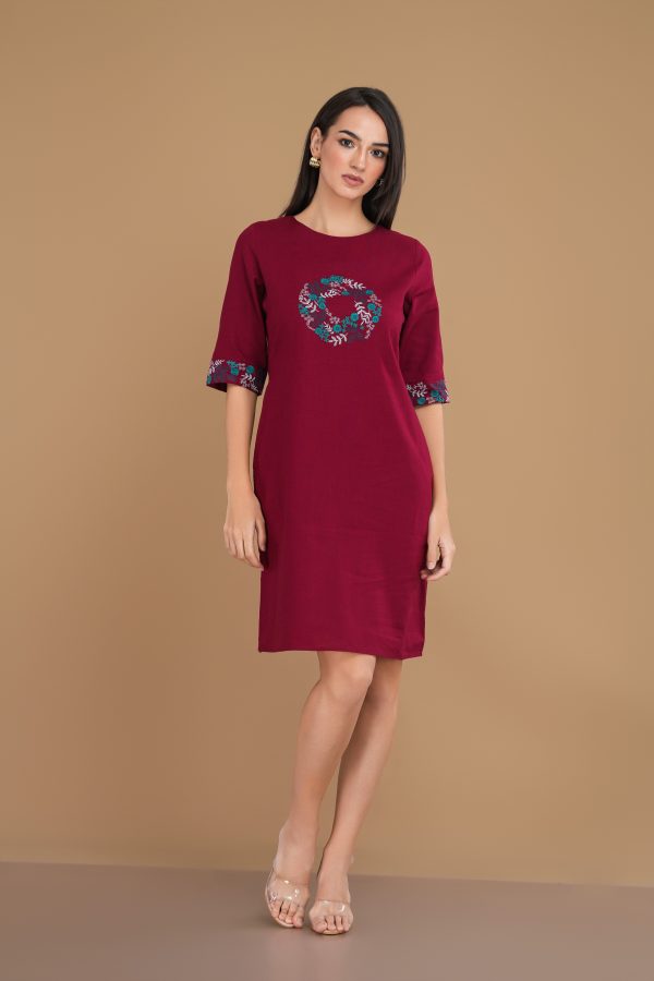 Floral Embroidered Short Dress - Image 2