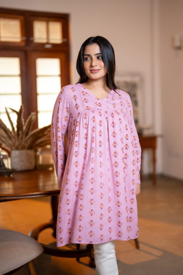Printed V-Neck Kurta Top - Image 2