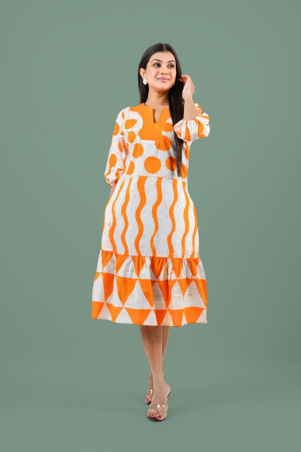 Geometric Patterned Batik Midi Dress - Image 4