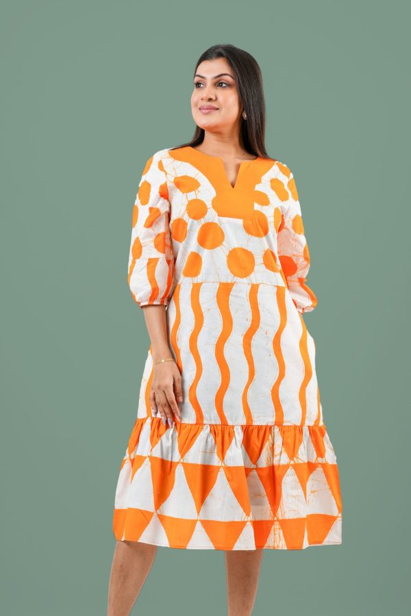Geometric Patterned Batik Midi Dress - Image 3