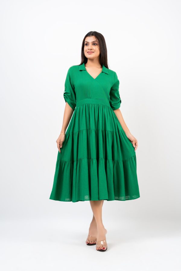 Tiered Crossover Midi dress