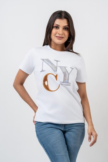 Sequin Letter Design T-shirt