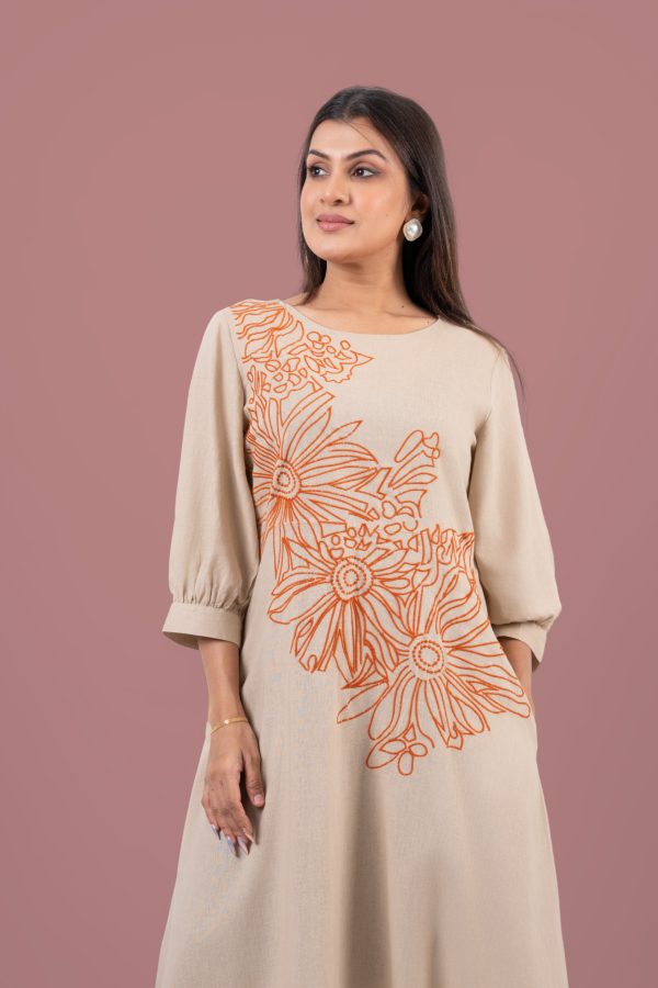 Floral Embroidered Round Neck Maxi Dress - Image 2