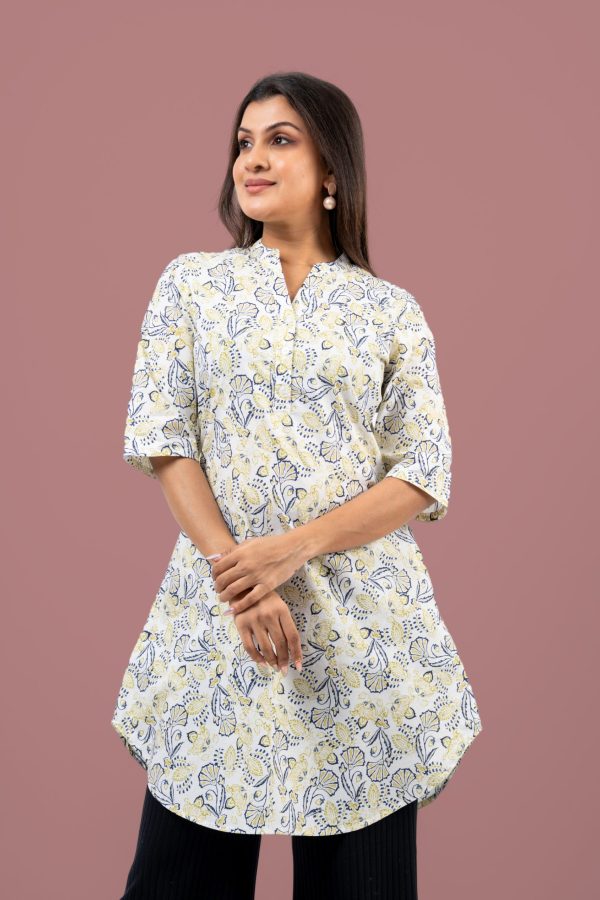 Floral Patterned Curved Hem Kurta Top - Image 2