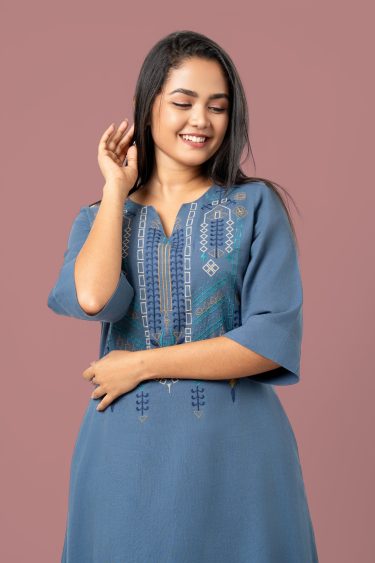Geometric Embroidered Maxi Dress
