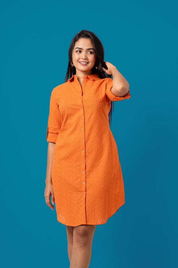 Curved Hem Short Shirt Dress - Image 3