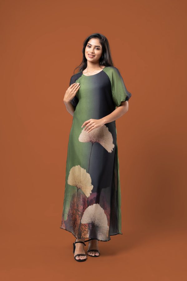 Floral Patterned Raglan Sleeve Maxi Dress - Image 3